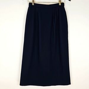 Lands' End Women's Vintage Wool A-Line Navy Midi Skirt Sz 6